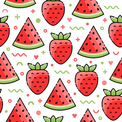 Watermelon, Strawberry seamless pattern