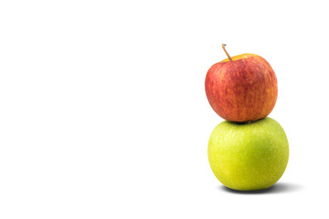 Apple green and red apples on a white background clipping path.