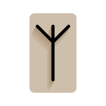 Algiz. Runic alphabet and letters. Flat icon on white background for divination, prediction. Vector illustration