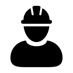 Construction Worker Icon Vector Person Profile Avatar in Glyph Pictogram illustration