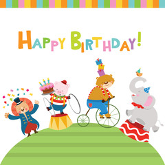 Obraz na płótnie Canvas Circus Happy Birthday Card