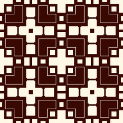 Outline seamless pattern with geometric figures. Repeated squares and rhombuses ornamental abstract background.