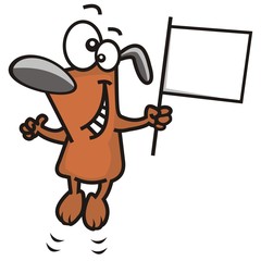 dog and banner, funny illustration, place for text, vector icon