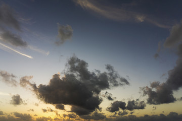 Dramatic sunset sky with clouds