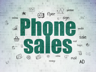 Marketing concept: Phone Sales on Digital Data Paper background