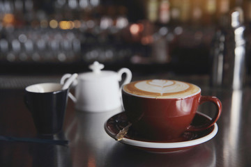 cappuccino coffee on dark background