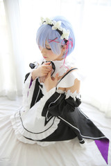 Japan anime cosplay girl in white tone