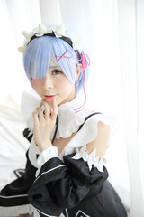 Japan anime cosplay girl in white tone