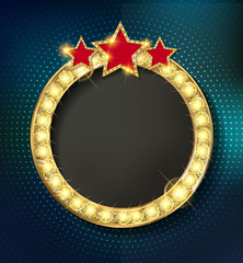 Retro marquee stylish frames with light bulbs.