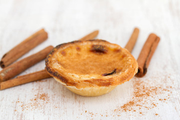 portuguese dessert pastel de nata with cinnamon