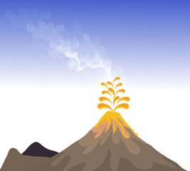 Vector - Volcano eruption with hot lava illustration