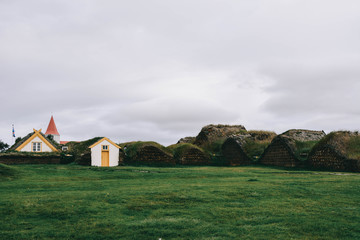 Fototapeta na wymiar Typical small houses in Iceland.