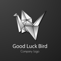 silver paper bird logo vector