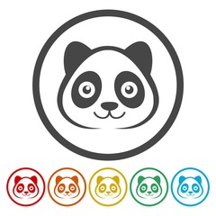 Panda head icons set - vector illustration 