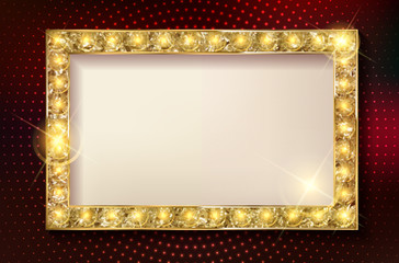 Retro marquee stylish frames with light bulbs.