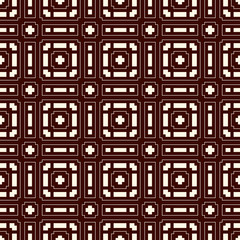 Dashed lines abstract background. Outline seamless pattern with geometric embroidery motif. Simple symmetric ornament.