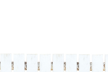 White picket fence on white background,Clipping Path.
