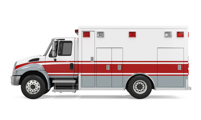 Fototapeta premium Ambulance Emergency Fire Truck Isolated
