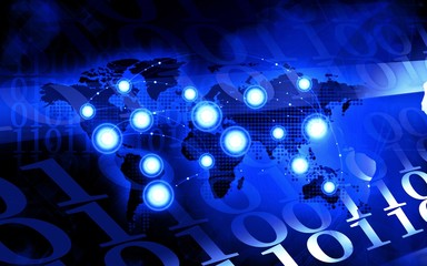 Data technology network blue background