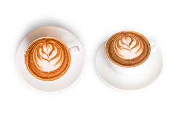collection isolated of fresh coffee on white background,Clipping Path.