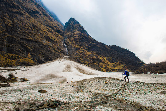 Scenic view of Modi Khola Valley on the way from Deurali to Machapuchare base camp ,Nepal.