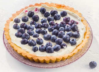 Tart with blueberries.