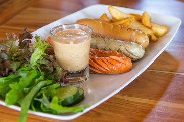 Sausage and salad