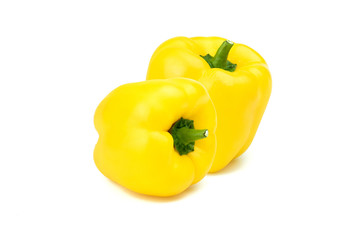 Yellow bell peppers vegetable isolated on a white background.