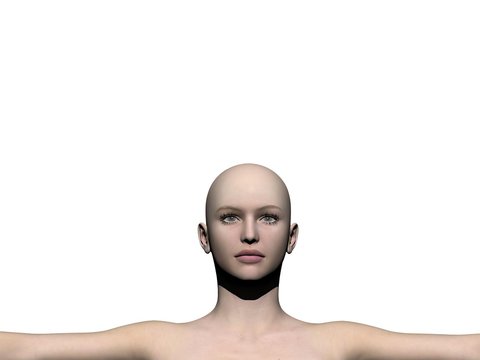 Face on white background - 3d rendering