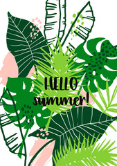 Summer tropical design. Vector template. Design element.