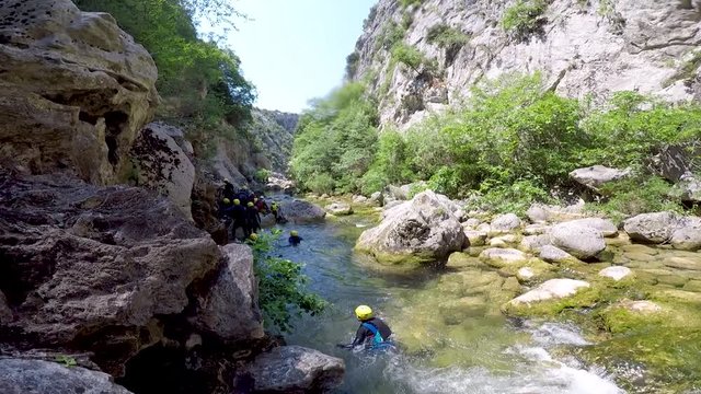 canyoning on Cetina river in Croatia