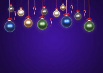 Weihnachtsdekoration vor violettem Hintergrund