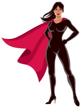 Super Heroine Asian / Asian Super Heroine Over White Background. 