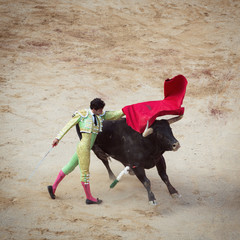 Bullfighting. Corrida in Pamplona, Navarra, Spain, 10 of july 2016. Meal'n'Real