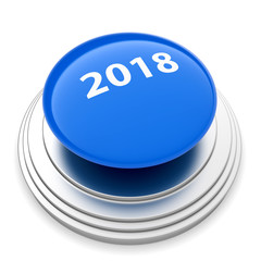 2018 New Year blue button isolated