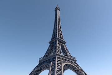 Paris Best Destinations in Europe. Eiffel Tower. 10K 3D Rendering.
