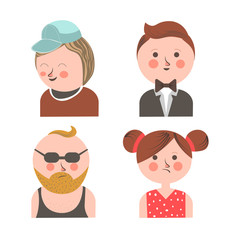 Joyful men and sad girl