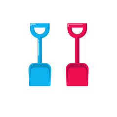 Shovel vector icon, fat cartoon small gardening spade isolated on white background