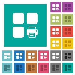 Print component square flat multi colored icons