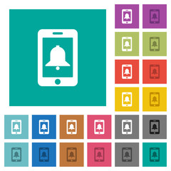 Mobile alarm square flat multi colored icons