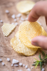 Obraz na płótnie Canvas Potato chips crispy salt