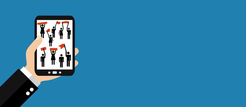 Demonstration und Protest mit dem Smartphone - Breiter Banner