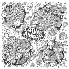Sketchy vector hand drawn Doodle Latin American doodle designs