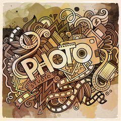 Cartoon cute doodles hand drawn Photo inscription