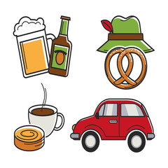 German traditional attributes colorful collection isolated on white