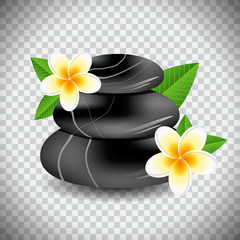 Isolated spa stones and plumeria flower