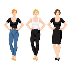 vector illustration of women in different clothes