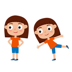 Vector illustration of girl in exercise pose isolated on white b