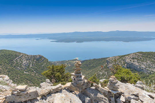 Croatia Brac vidova gora viewpoint stone stack