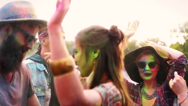 Dancing with the best friends at the holi festival 